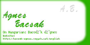 agnes bacsak business card